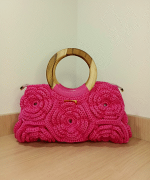 Bolsa de Crochê Anne Bentes – Modelo Rosa Bela