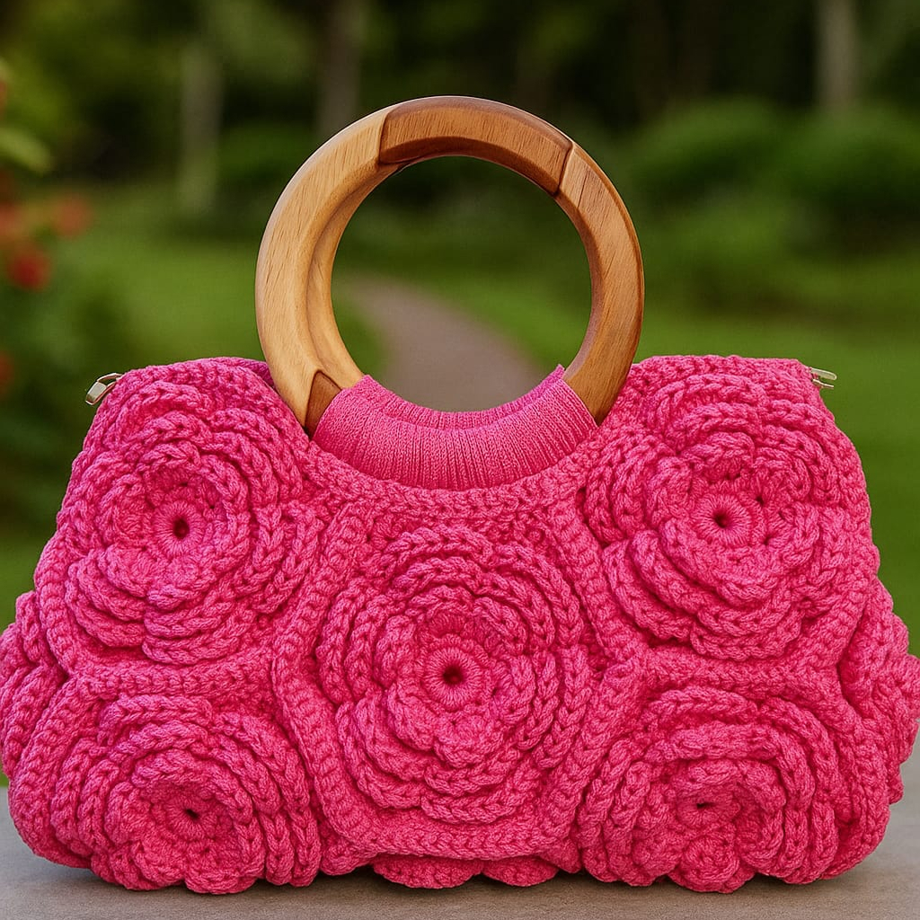 Bolsa de Crochê Anne Bentes – Modelo Rosa Bela - Imagem 4