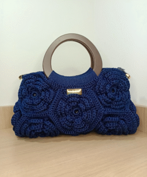 Bolsa de Crochê Anne Bentes – Modelo Rose Blue